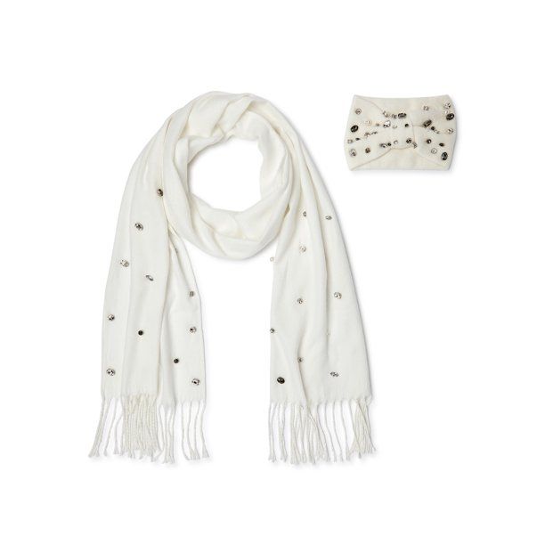 Scoop Scattered Bling Ear Warmer Headband and Scarf, 2-Piece Set - Walmart.com | Walmart (US)