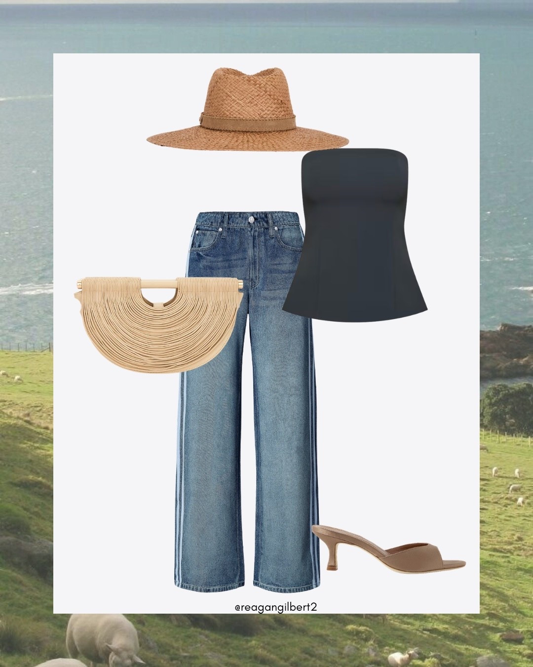An easy summer denim moment with a chic twist 💙✨ Medium wash Rag & Bone jeans paired with a strapless navy tube top for that effortless, flattering base.

Styled with a woven statement clutch, raffia hat, and cute STAUD kitten heels to elevate the whole look while keeping it fun and relaxed.

Perfect for summer dinners, vacation nights, brunch, travel days, casual drinks, shopping, or an everyday outfit that still feels polished and put together. Easy, elevated, and endlessly wearable.

#LTKStyle #LTKSummer #SummerOutfit #DenimStyle #VacationOutfit #EffortlessStyle #ChicStyle #EverydayStyle #CapsuleWardrobe #NeutralStyle #ResortWear #TravelStyle #DinnerOutfit #BrunchOutfit #ElevatedBasics #OutfitInspiration #SummerFashion #WearOnRepeat

#LTKootd #LTKgrwm #LTKdayinmylife
