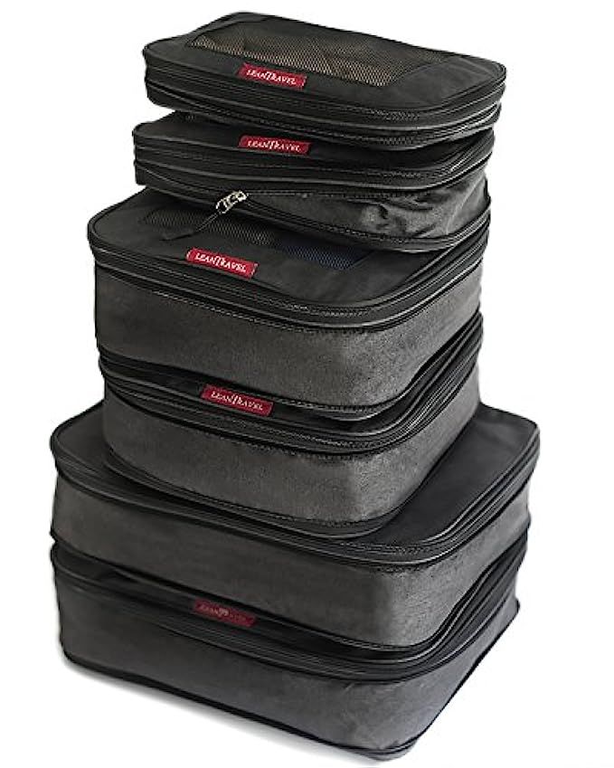 LeanTravel Compression Packing Cubes Luggage Organizers for Travel W/Double Zipper (6) Set - Color B | Amazon (US)