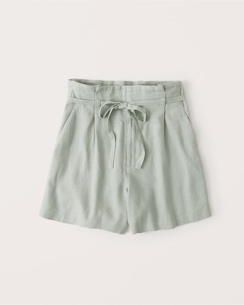 Belted Linen-Blend Shorts | Abercrombie & Fitch (US)
