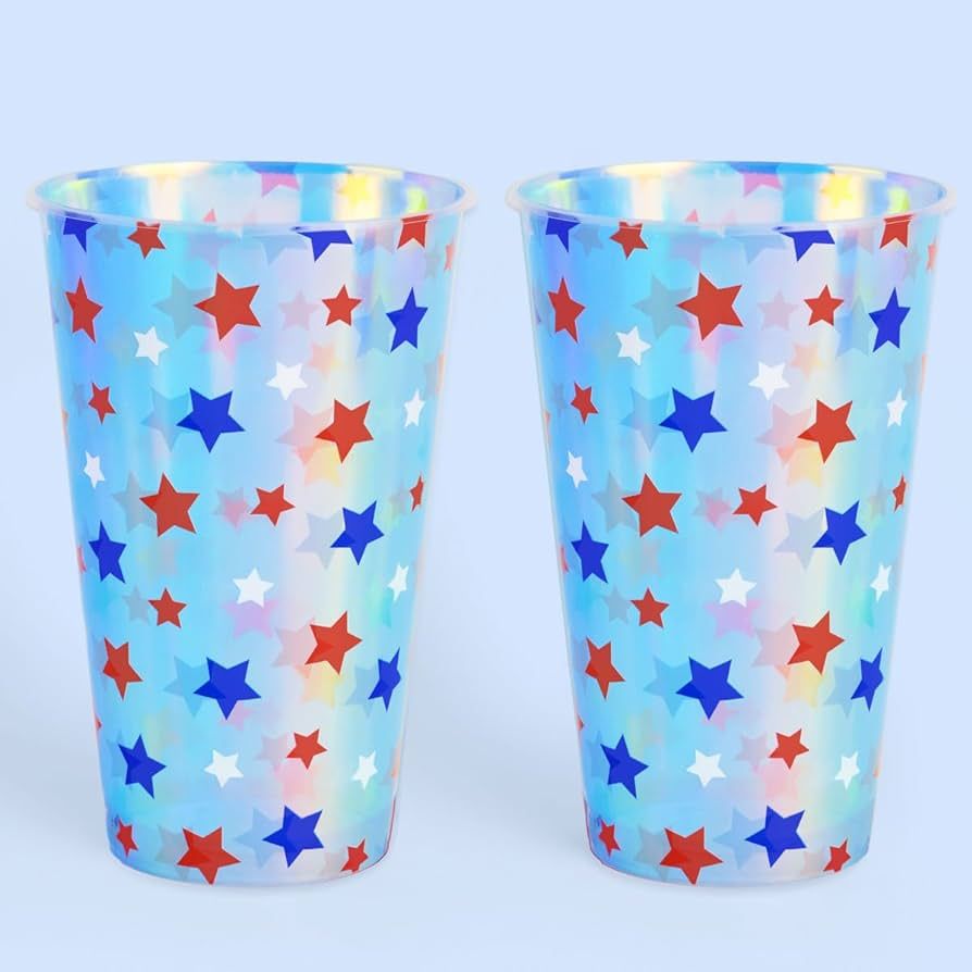 xo, Fetti Fourth of July Party Decorations Iridescent Plastic Cups - 16 Disposable 16 oz Cups | U... | Amazon (US)