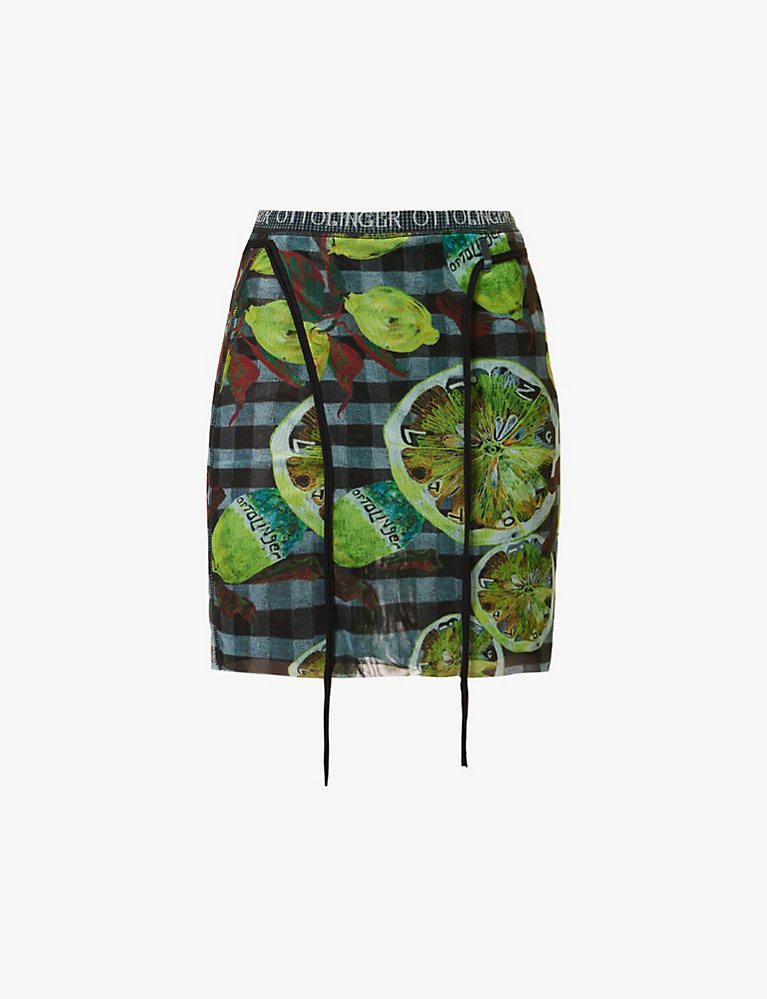 Abstract-print high-waist stretch-recycled polyester mini skirt | Selfridges