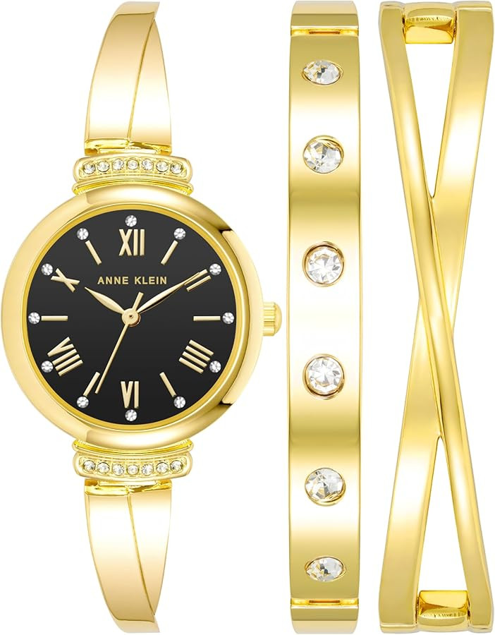 Anne Klein Women's Premium Crystal Accented Bangle Watch Set, AK/2245 | Amazon (US)