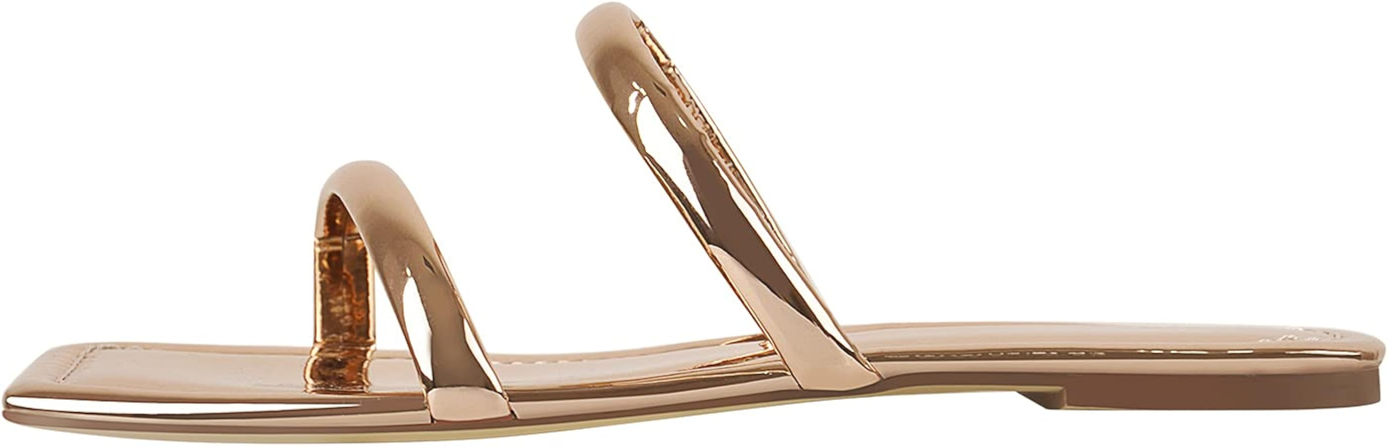 LISHAN Women's Square Open Toe Two Straps Slides Flats Sandals | Amazon (US)