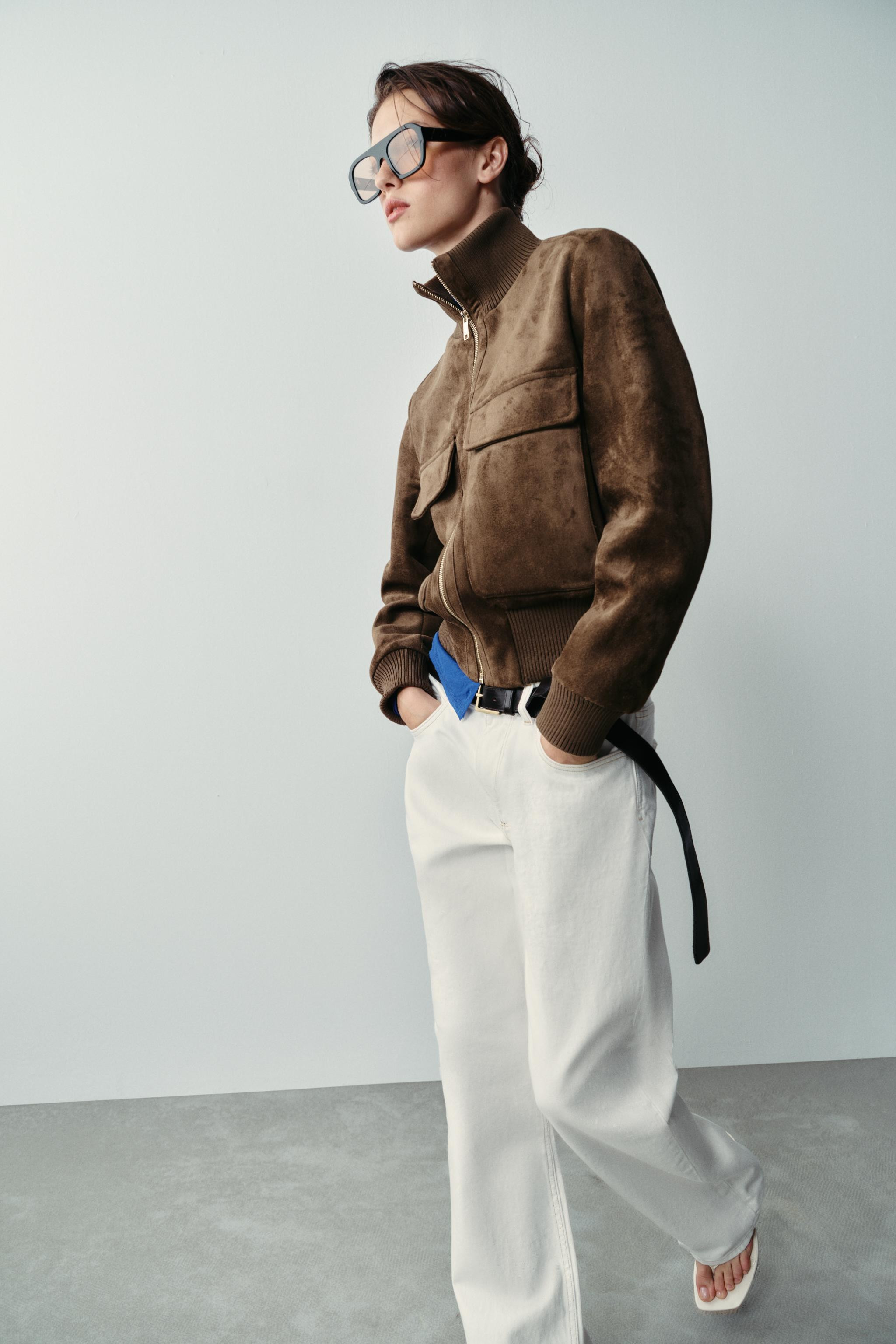 Bomber jacket with a stand-up collar and long sleeves. Front flap patch pockets. Ribbed trims. Fr... | Zara US