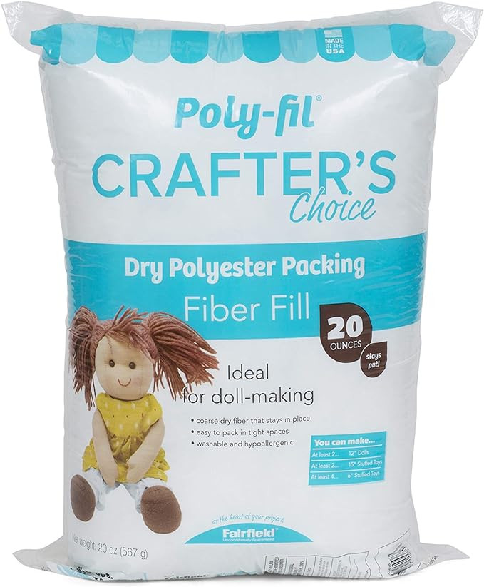 Fairfield Poly-Fil Crafter’s Choice, Dry Polyester Packing Fiber Fill, Stuffing for Stuffed Ani... | Amazon (US)