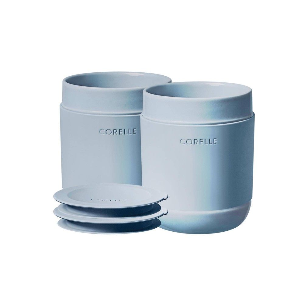 Corelle 13.5oz 2pk Stoneware Tumblers with Silicone Lid Blue | Target