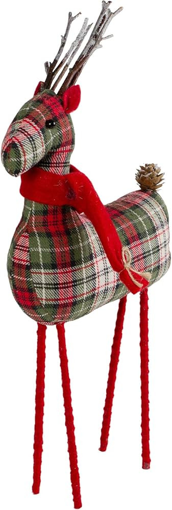 North Light 16" Red and Green Plaid Standing Reindeer Christmas Figure | Amazon (US)