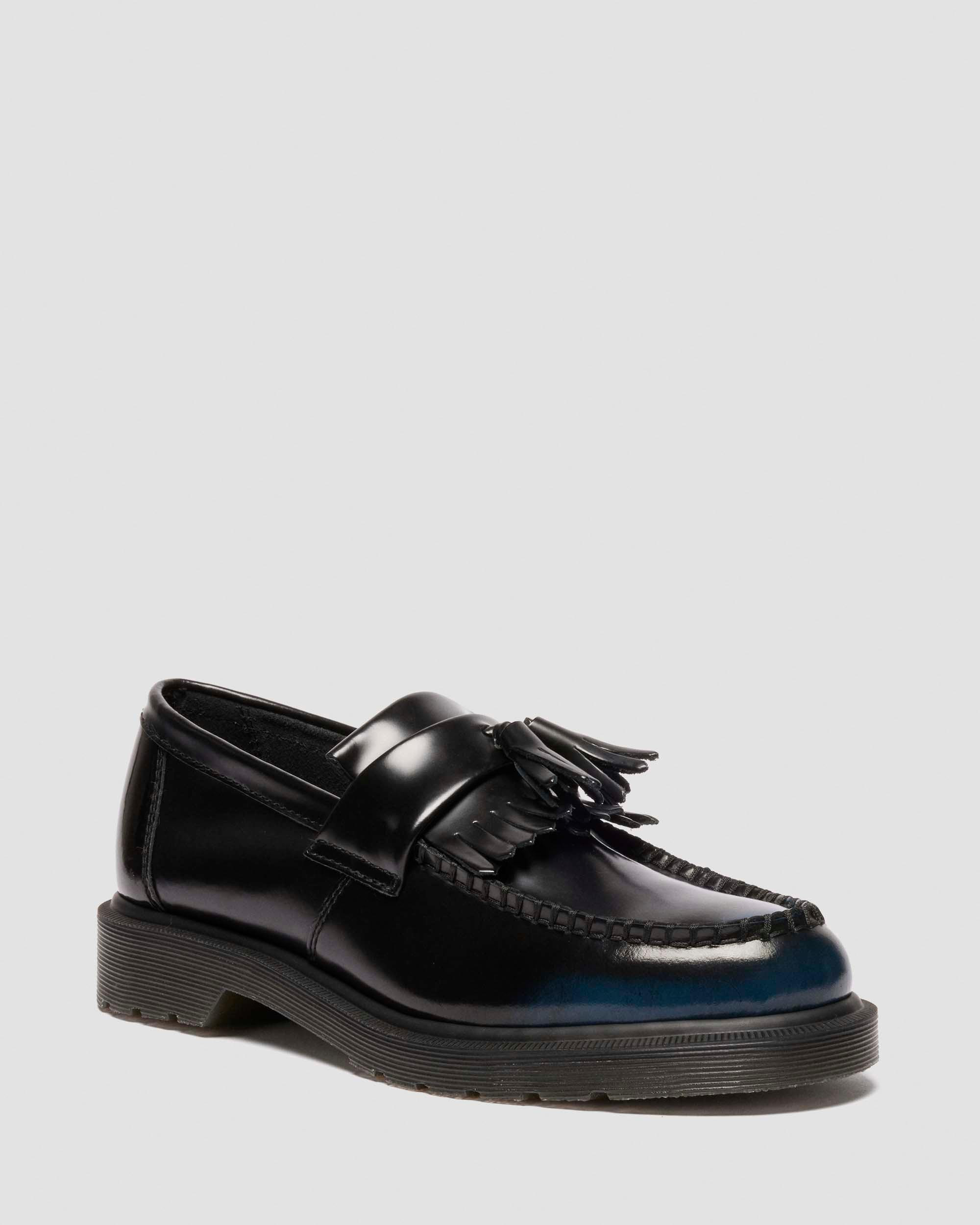 Adrian Tassel Arcadia Rub Off Leather Loafers in Navy | Dr. Martens | Dr. Martens