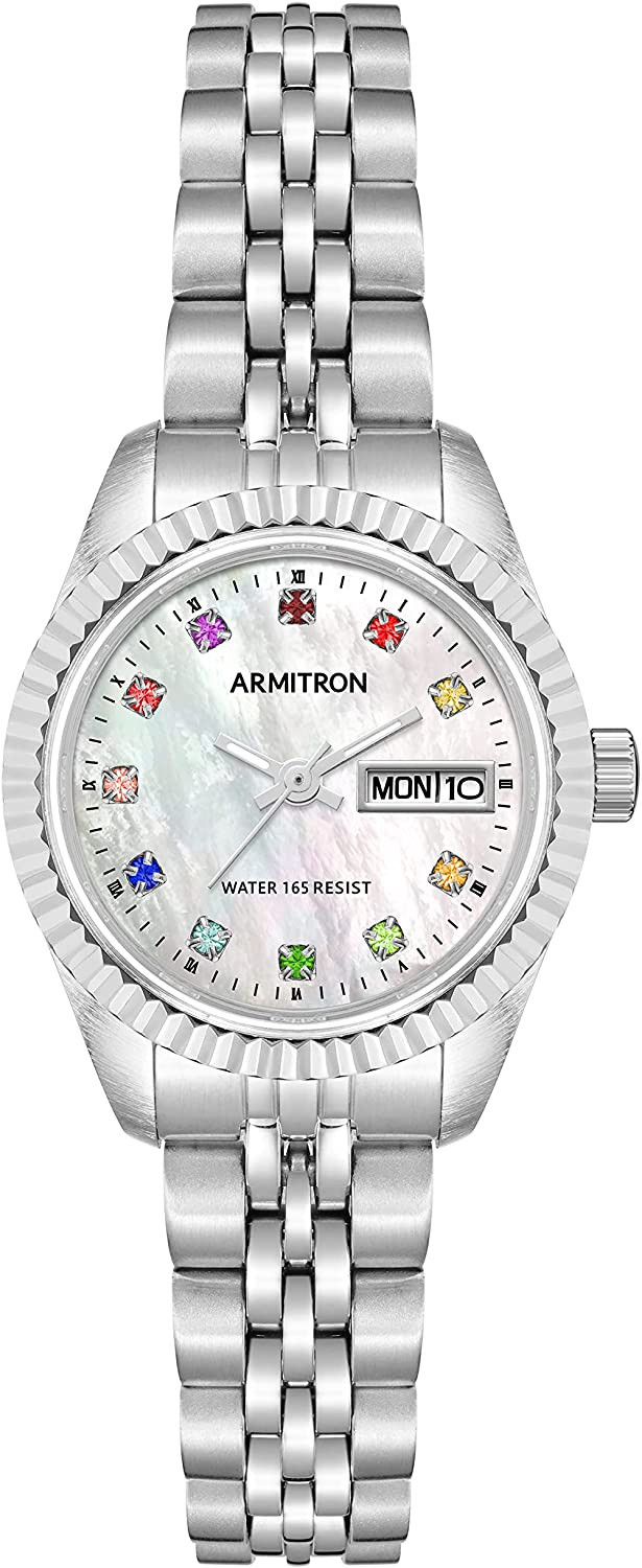 Armitron Women's Day/Date Crystal Accented Dial Metal Bracelet Watch, 75/2475 | Amazon (US)