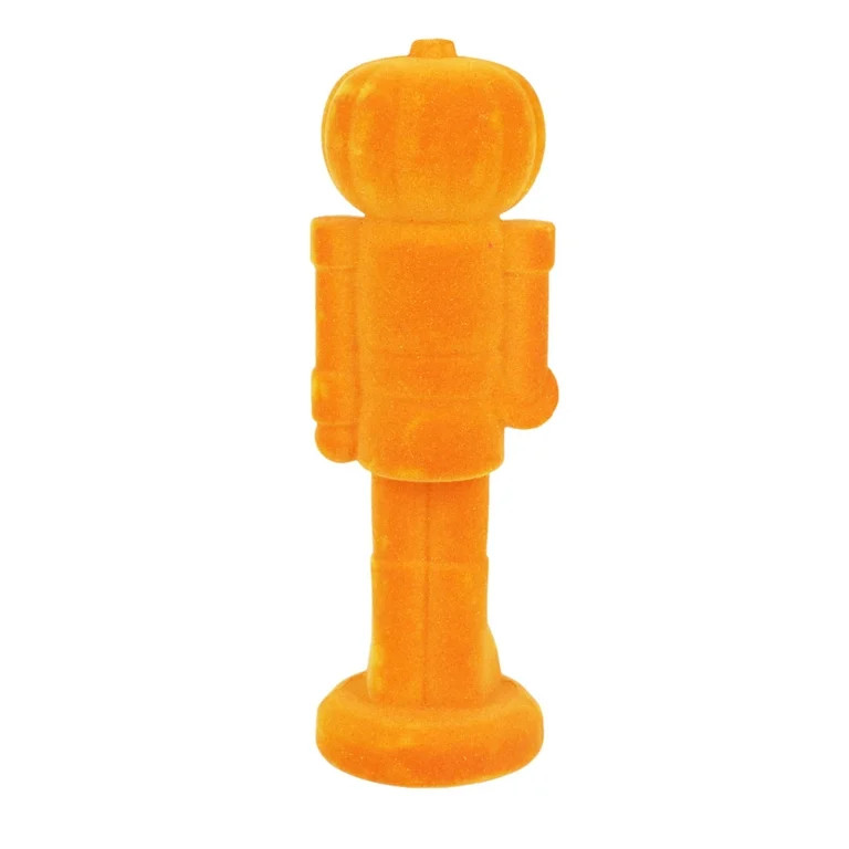 Halloween Orange Flocked Jack-o'-Lantern Nutcracker Decoration, by Way To Celebrate | Walmart (US)