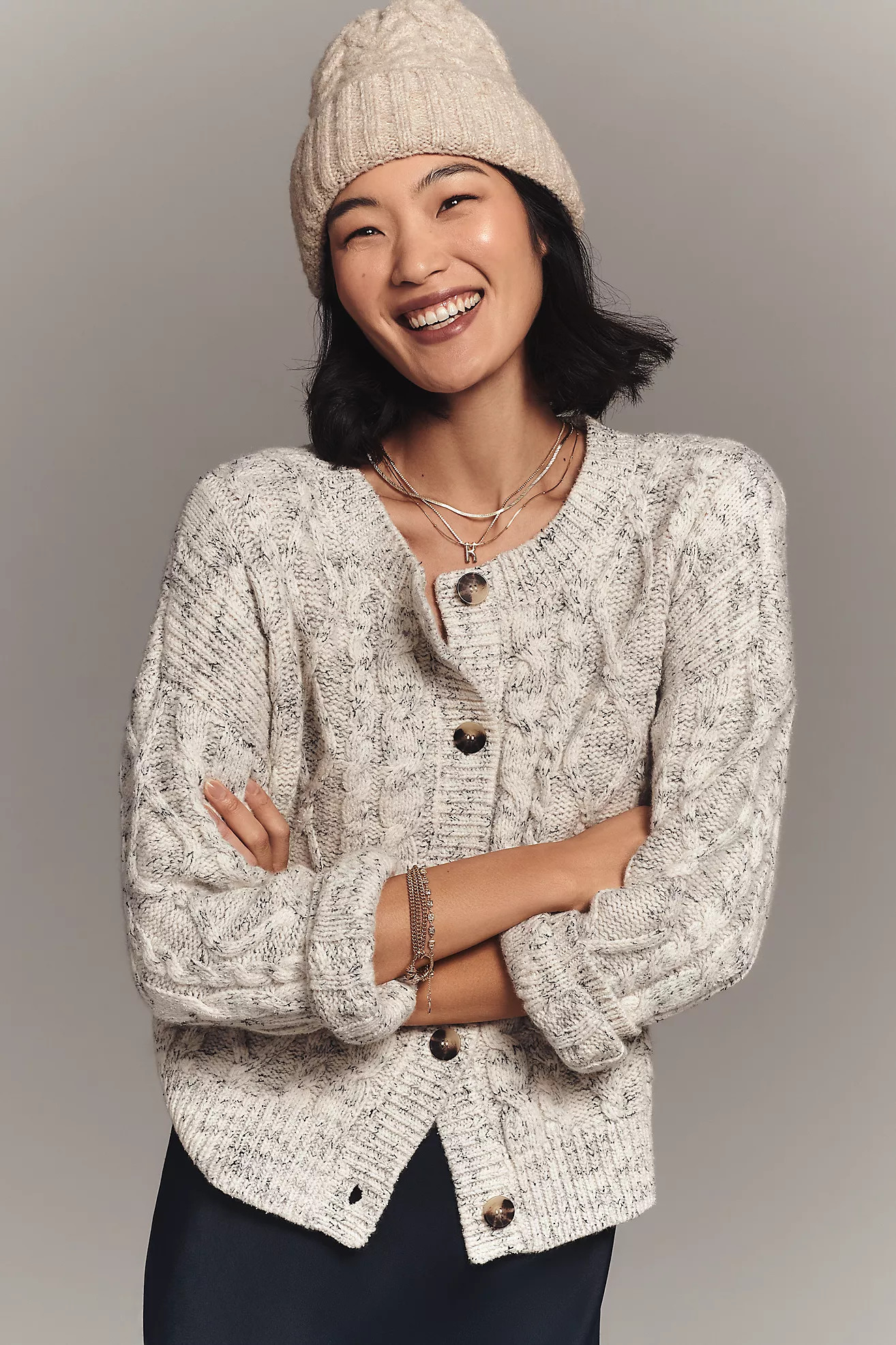 Maeve Wool Blend Cable-Knit Cardigan Sweater | Anthropologie (US)