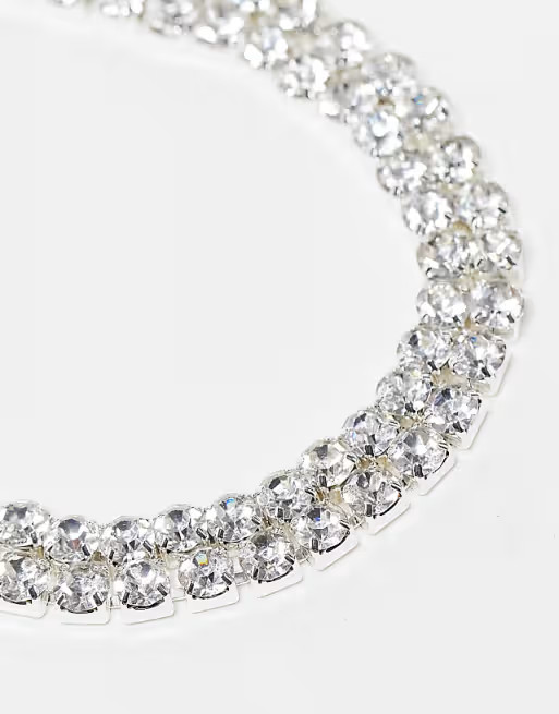 True Decadence chunky choker necklace in crystal silver | ASOS (Global)