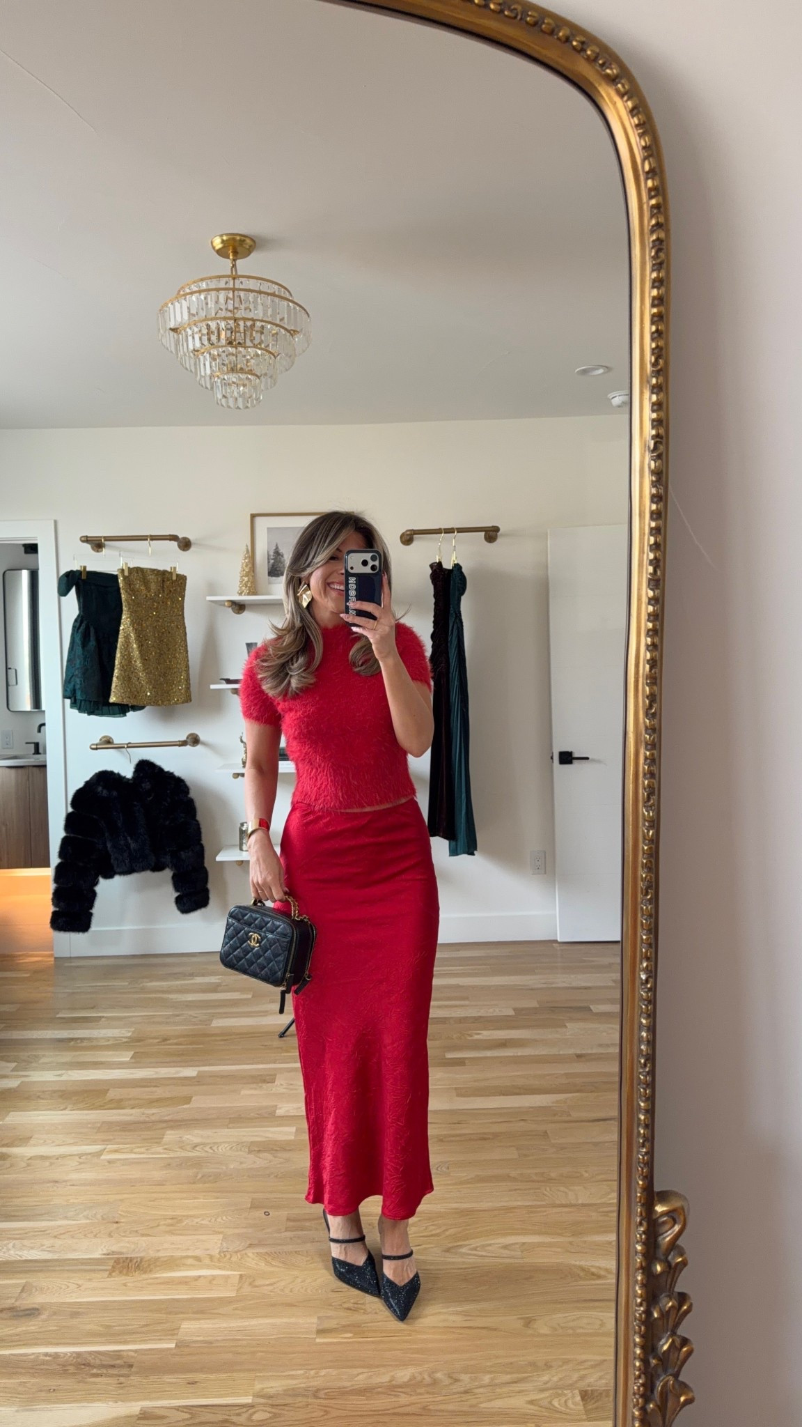 Red satin midi skirt and baby tee set dress holiday party or New Year's Eve look

Wearing my usual small/2

New years
Date night
Red skirt set 
Holiday event
Winter party

#LTKHoliday #LTKWedding #LTKSeasonal