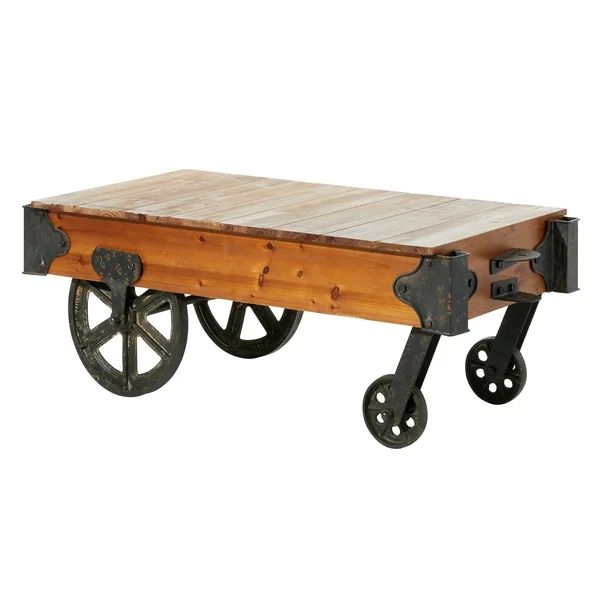 DecMode Wood and Metal Industrial Coffee Table, Brown, 45"W | Walmart (US)