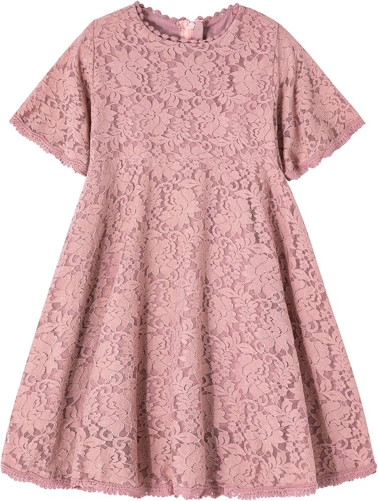 Niyage Toddler Kids Girls Elegant Floral Lace Bell Half Sleeves Vintage Princess Party Dress | Amazon (US)
