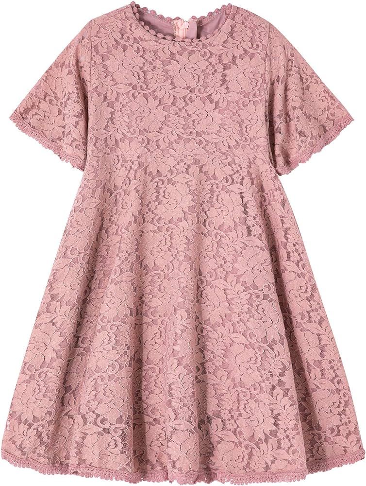 Niyage Toddler Kids Girls Elegant Floral Lace Bell Half Sleeves Vintage Princess Party Dress | Amazon (US)