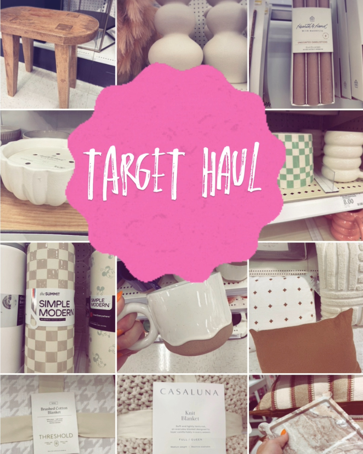 📍Target Haul Finds You Didn’t Know You Needed!
From cozy blankets to sculptural candles, I hit the home section hard and came back with the cutest neutral-toned treasures 😍 Perfect for fall vibes, minimal chic decor, or just because #TargetMadeMeDoIt 🛒✨

🧺 Favorites:
🟤 Casaluna Knit Blanket
☕️ Ceramic mug with clay base
🕯️ Hearth & Hand candles
🪑 Organic wood accent stool
🍂 Cozy textures + earthy tones = obsessed



#TargetHaul #TargetFinds #LTKHome #LTKFinds #TargetStyle #NeutralHomeDecor #HomeVibes #ModernMinimalist #Casaluna #TargetDecor #TargetAddict #TargetStyle #HearthAndHand #TargetFavorites #HomeGoals #LTKSeasonal #TargetMustHaves #BudgetFriendlyDecor
