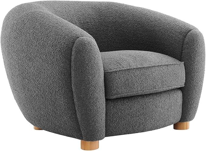 Modway Abundant Boucle Upholstered Fabric Accent Armchair, Charcoal | Amazon (US)