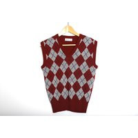 Vintage Maroon Argyle 1950S 60S Sweater Vest Women's Boxy Mid Century Fall Size Small/Medium - Free Shipping U.s.a | Etsy (US)