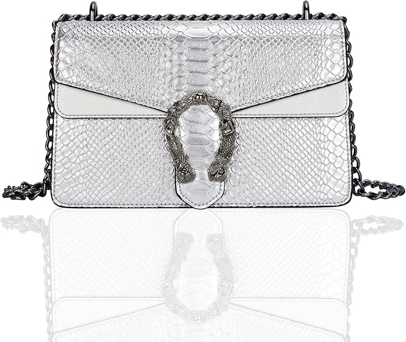 KOPNUR Crossbody Shoulder Bags for Women Snake Printed Leather Handbags Square Satchel Purse with... | Amazon (US)