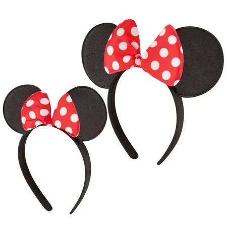 Disney Minnie Mouse Ears Set of 2 Headbands for Mommy and Me Matching for Adult and Little Girl Ages 2-7 | Walmart (US)
