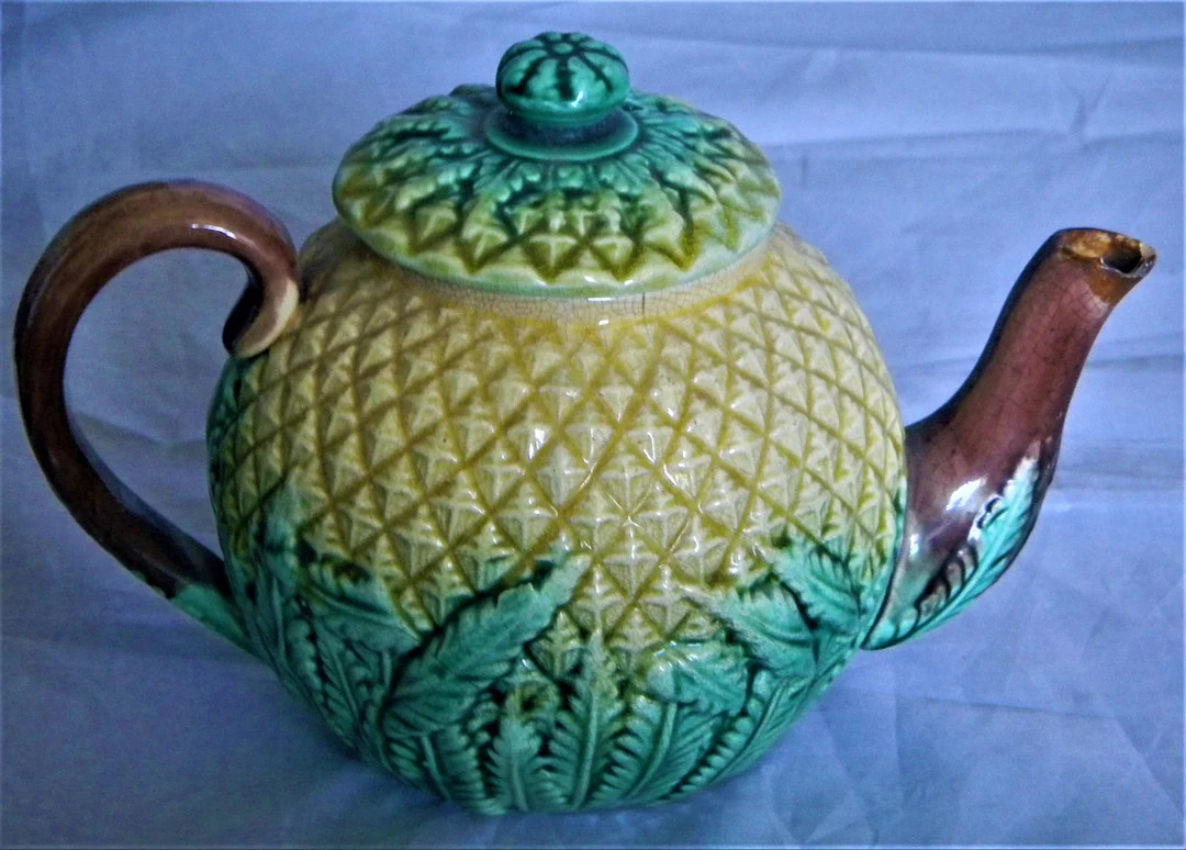 Antique Majolica Pineapple Pattern Lidded Tea Pot 1800s Yellow / Green - Etsy | Etsy (US)