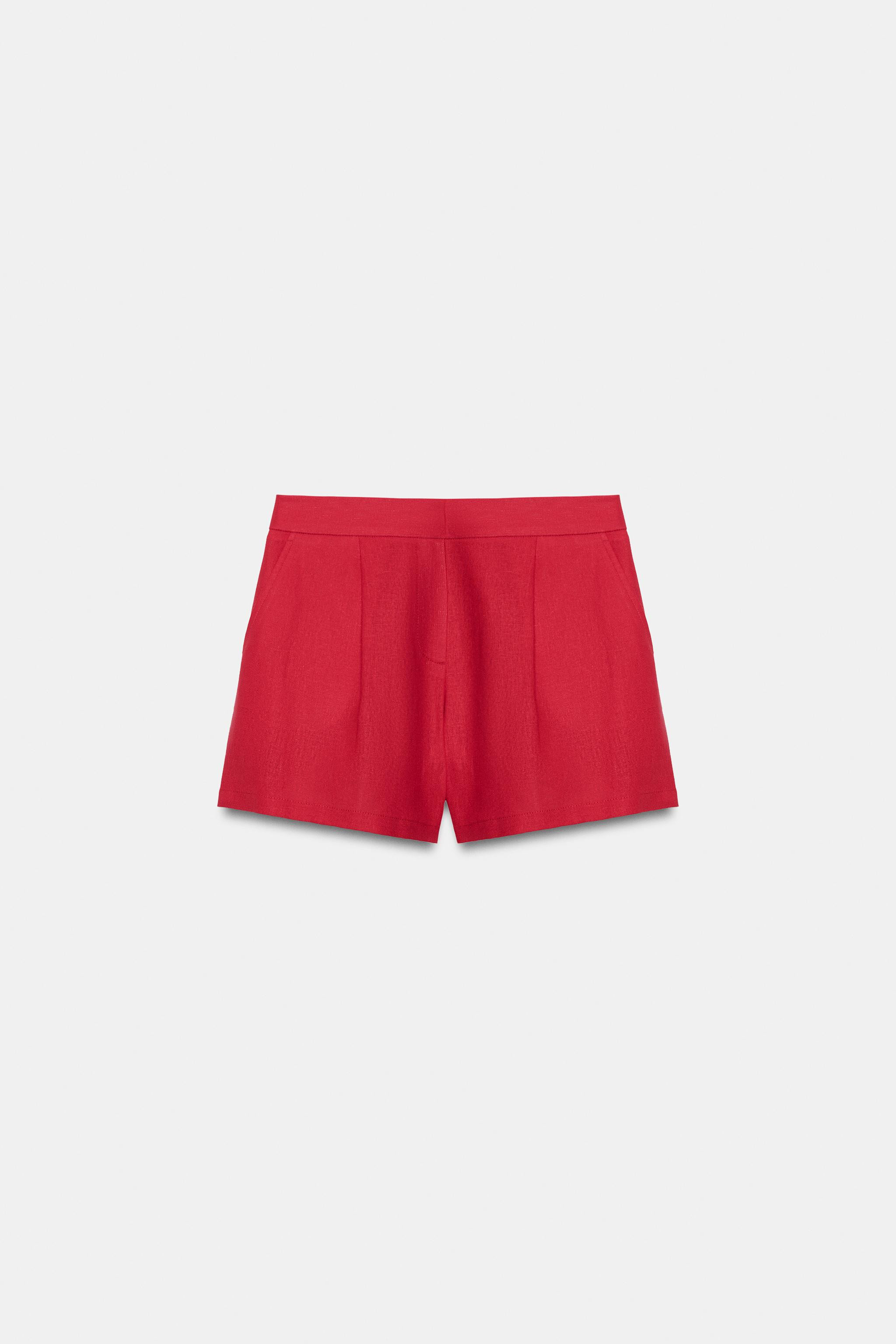 LINEN PLEATED SHORTS | Zara Canada