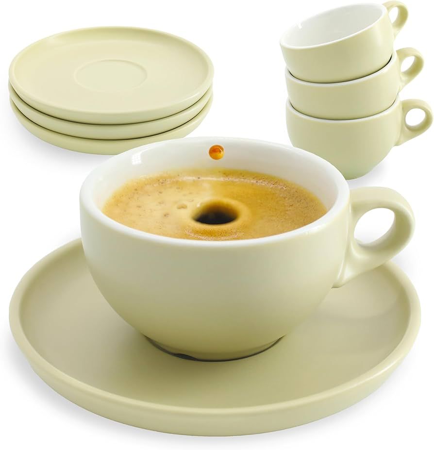FUOCCI Espresso Cups and Saucers - Premium Demitasse Espresso Cups Set of 4-3.5oz Italian Double ... | Amazon (US)