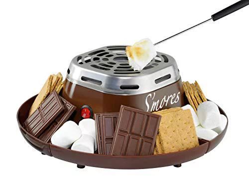 nostalgia indoor electric stainless steel s'mores maker with 4 compartment trays for graham crack... | Walmart (US)