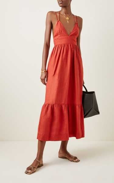 Exclusive Lotus Tiered Linen Maxi Dress | Moda Operandi (Global)