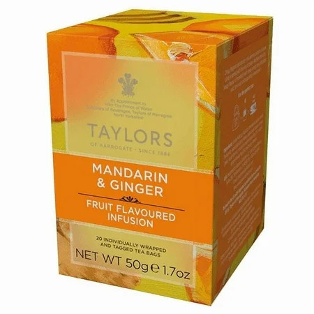 Taylors of Harrogate Mandarin & Ginger, Herbal Tea, Individually Wrapped Bags, 20 Count (Pack of 1), Zingy, Fragrant and Spiced, Caffeine-Free, Enjoy Hot or Iced, 20 Teabags | Walmart (US)
