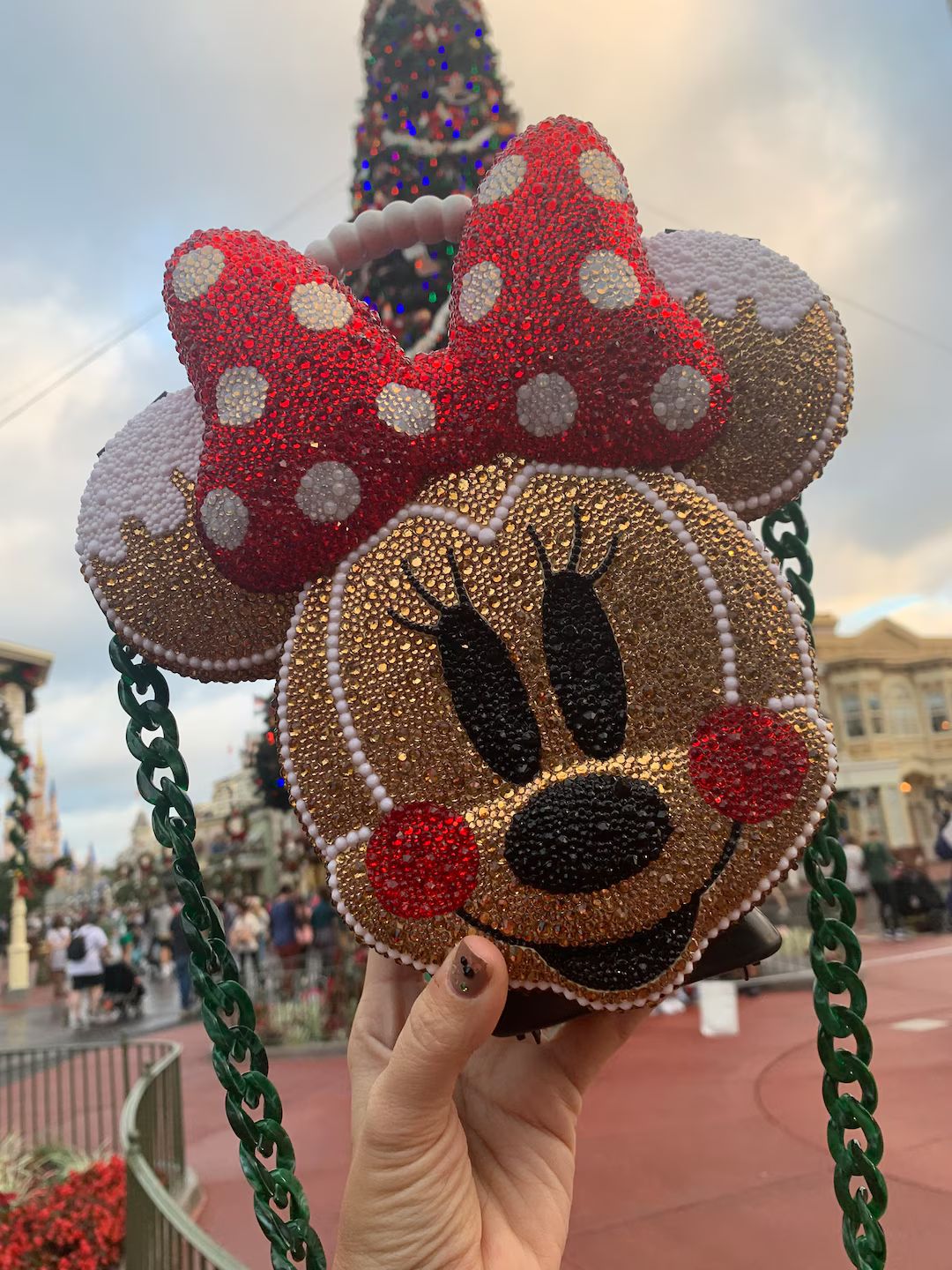 Christmas Gingerbread Minnie Mouse Bling Rhinestone Purse Bag - Etsy | Etsy (US)