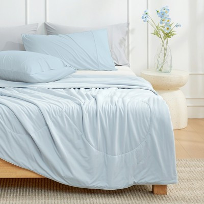 Lightweight Cooling Comforter for Hot Sleepers, Smooth Silk-Feel Fabric, Light Blue - Cozy Bliss | Target