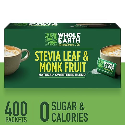 WHOLE EARTH SWEETENER Stevia Leaf and Monk Fruit Sweetener, Erythritol Sweetener, Sugar Substitut... | Amazon (US)
