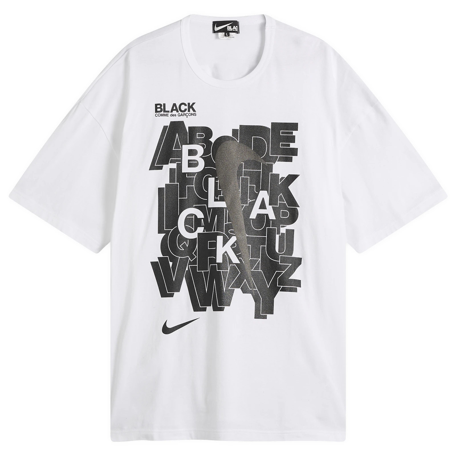 Comme des Garçons Black Men's x Nike T-Shirt in White/Black, Size Small | END. Clothing