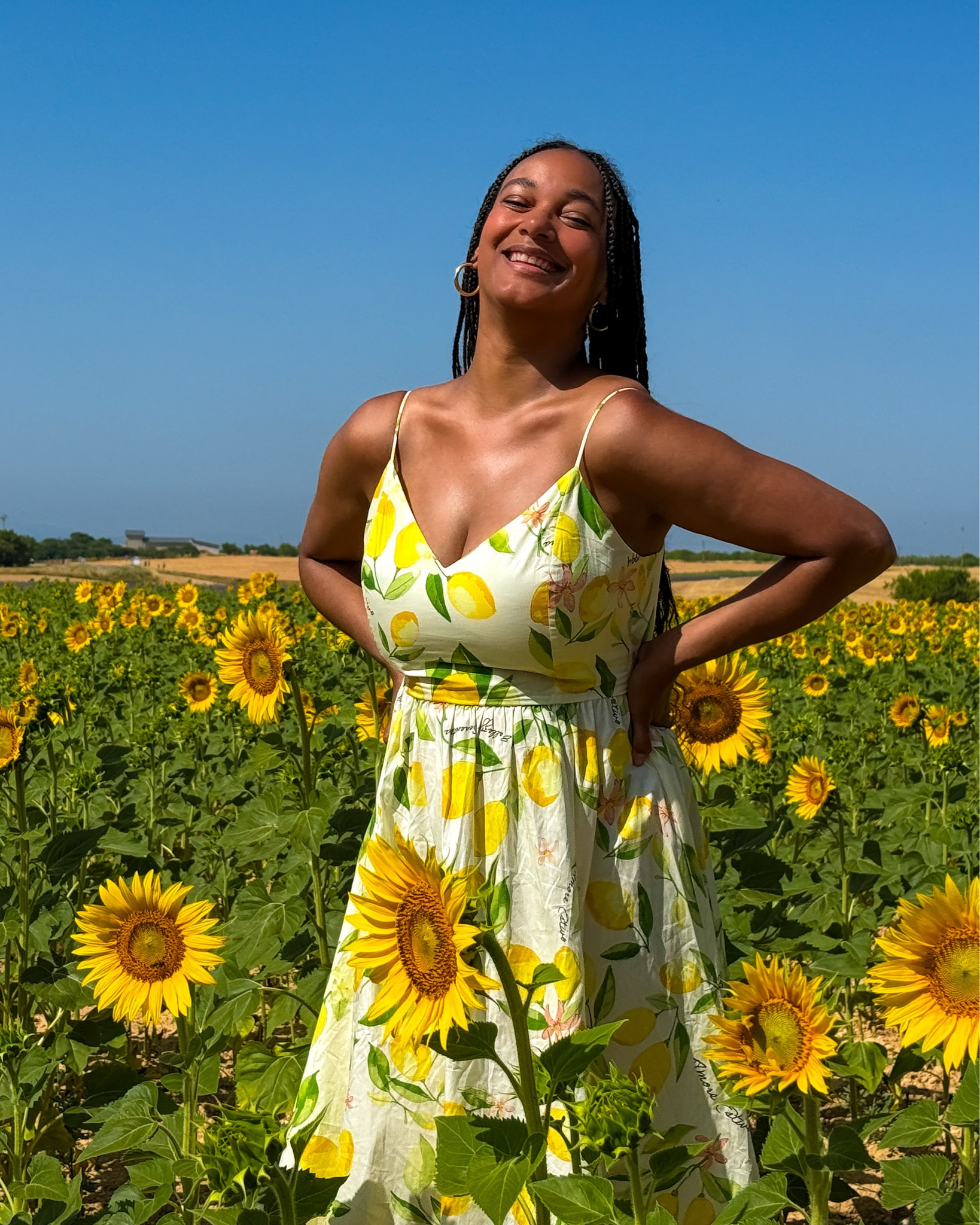 Lemon dress in Provence’s sunflower fields. Details below from my France look:

👗 H&M sundress (similar options linked)
👟 cloud sneakers by Soul naturalizer

#EuroSummer 

#LTKTravel #LTKSeasonal