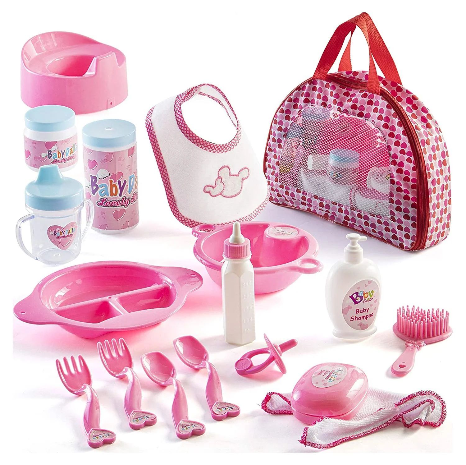Prextex 18-Piece Baby Doll Accessory Set In Zippered Carrying Case - Doll Feeding Toys, Fashion, ... | Walmart (US)