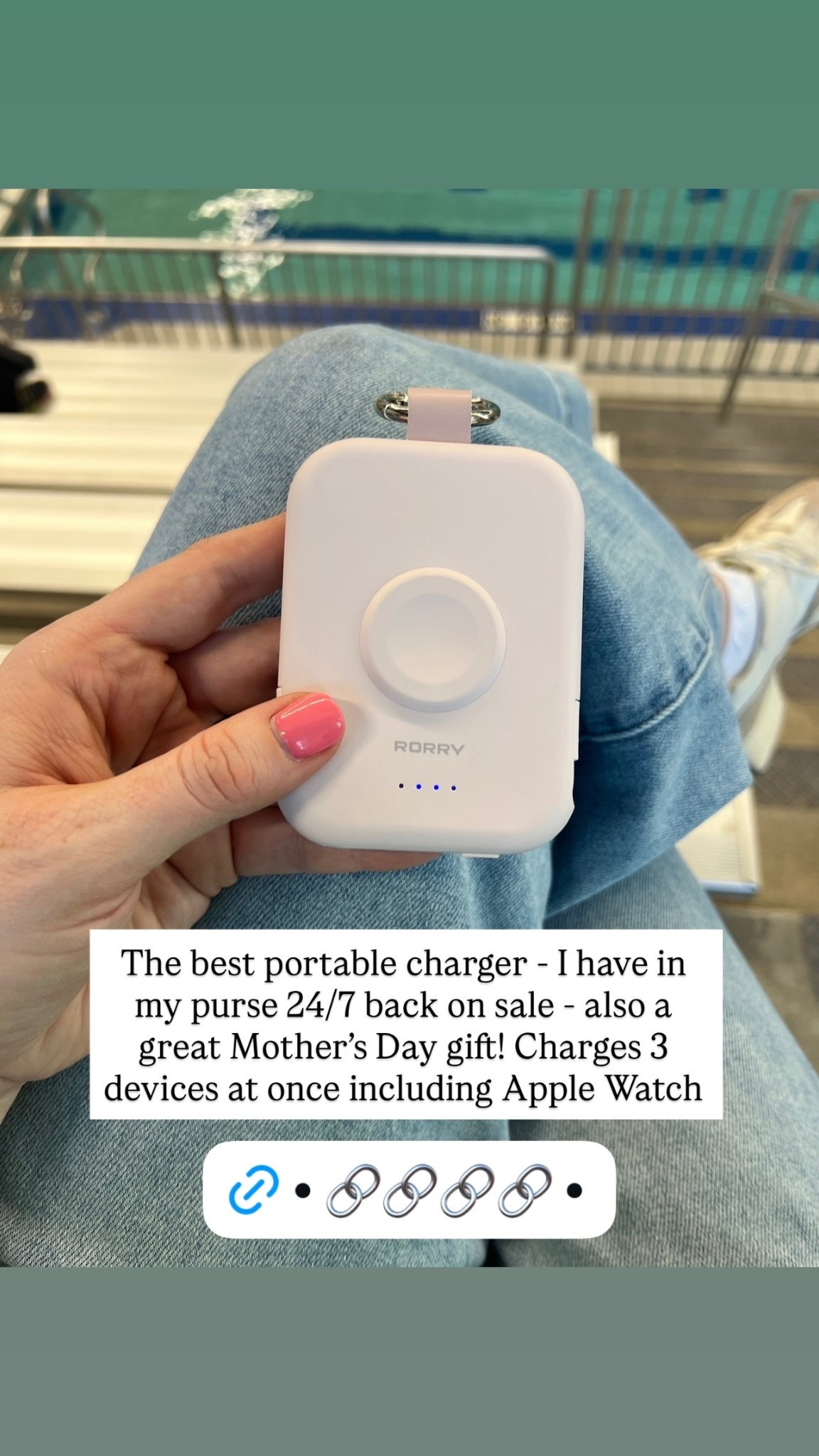 The best portable charger - I have in my purse 24/7 back on sale - also a great Mother’s Day gift! Charges 3 devices at once including Apple Watch