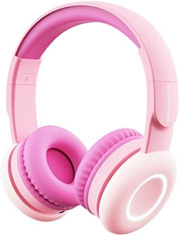 2021 Kids Wireless Headphones with 7 Colorful LED Lights, BIGGERFIVE Soft Stretchable Foldable Wi... | Amazon (US)