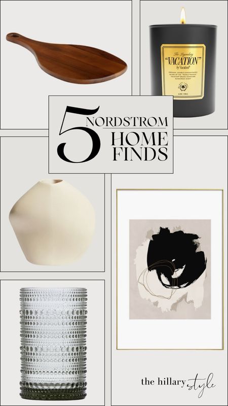 Five Nordstrom Home Finds all Under $100. Framed abstract art, neutral art, ceramic vase, modern vase, wood board, cutting board, charcuterie board, candle, Vacation candle, Highball Glass Set, Beaded cocktail glasses, smoke highball glasses. 

#LTKFindsUnder100 #LTKSeasonal #LTKHome