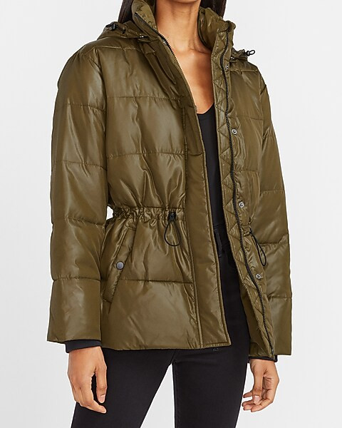 Cinched Waist Recycled Puffer Jacket | Express