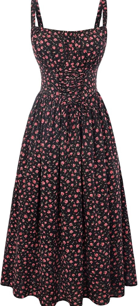 Scarlet Darkness Floral Dress for Women 2026 Corset Milkmaid Dresses Casual Summer Sundress with ... | Amazon (US)