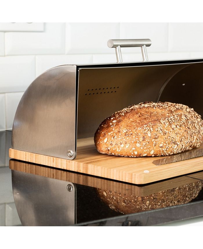 Stainless Steel Bread Box with Bamboo Board | Macys (US)