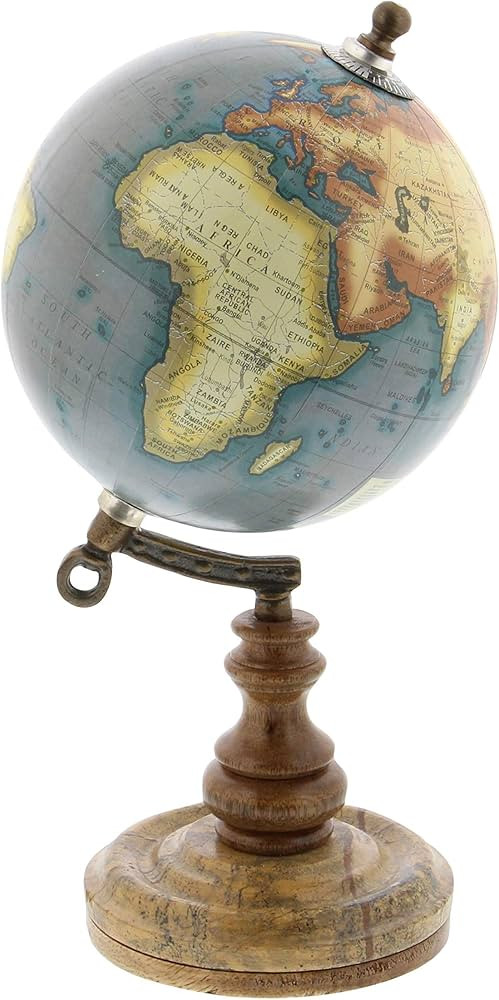 Deco 79 Plastic Globe with Wood Base, 5" x 5" x 10", Brown | Amazon (US)