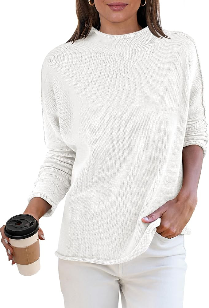 ANRABESS Women Casual Long Sleeve Mock Funnel Neck Knit Pullover Sweater Top 2024 Fall Fashion Ou... | Amazon (US)