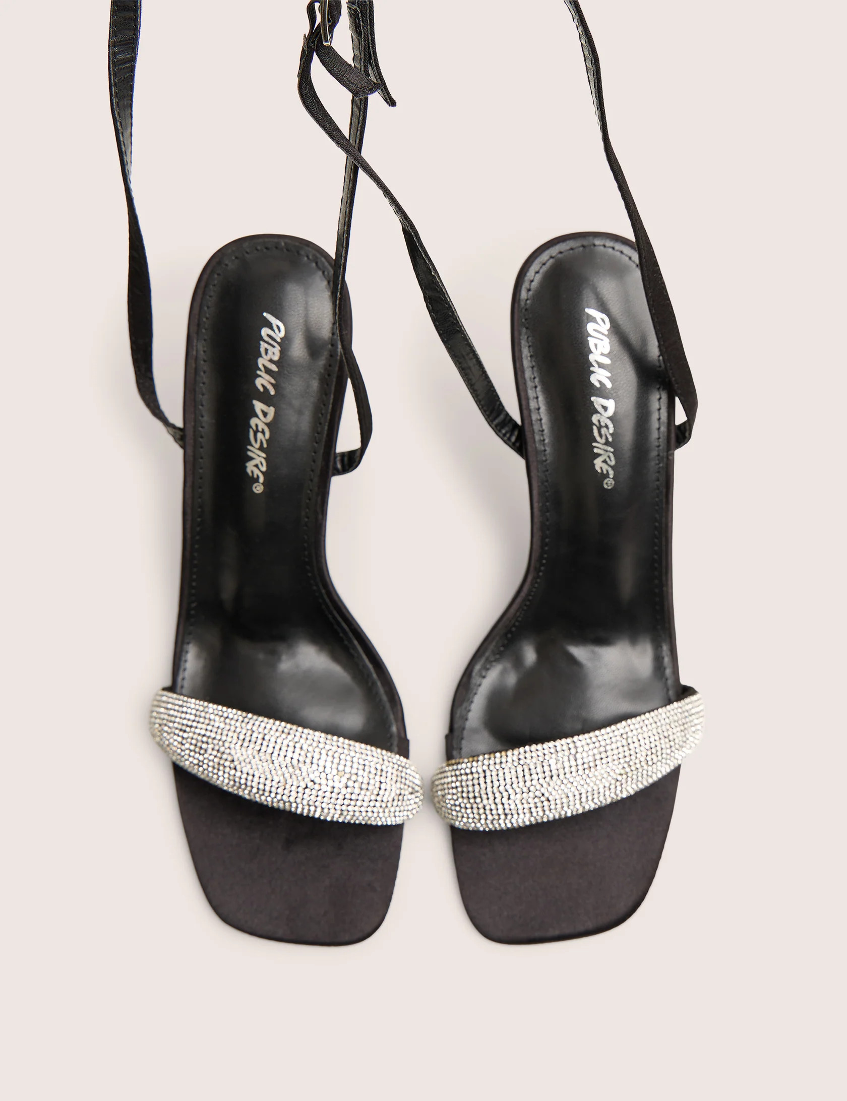 Kirsty Black Diamante Toe Detail High Heels | Public Desire