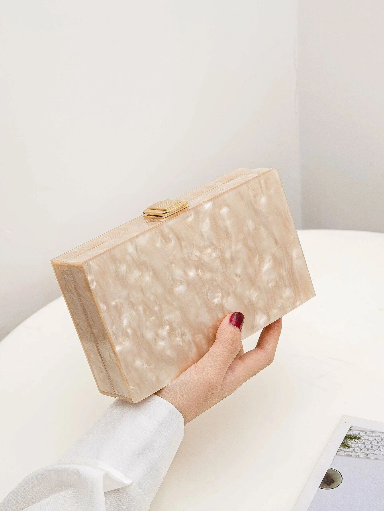 Mini Marble Pattern Chain Box Bag | SHEIN