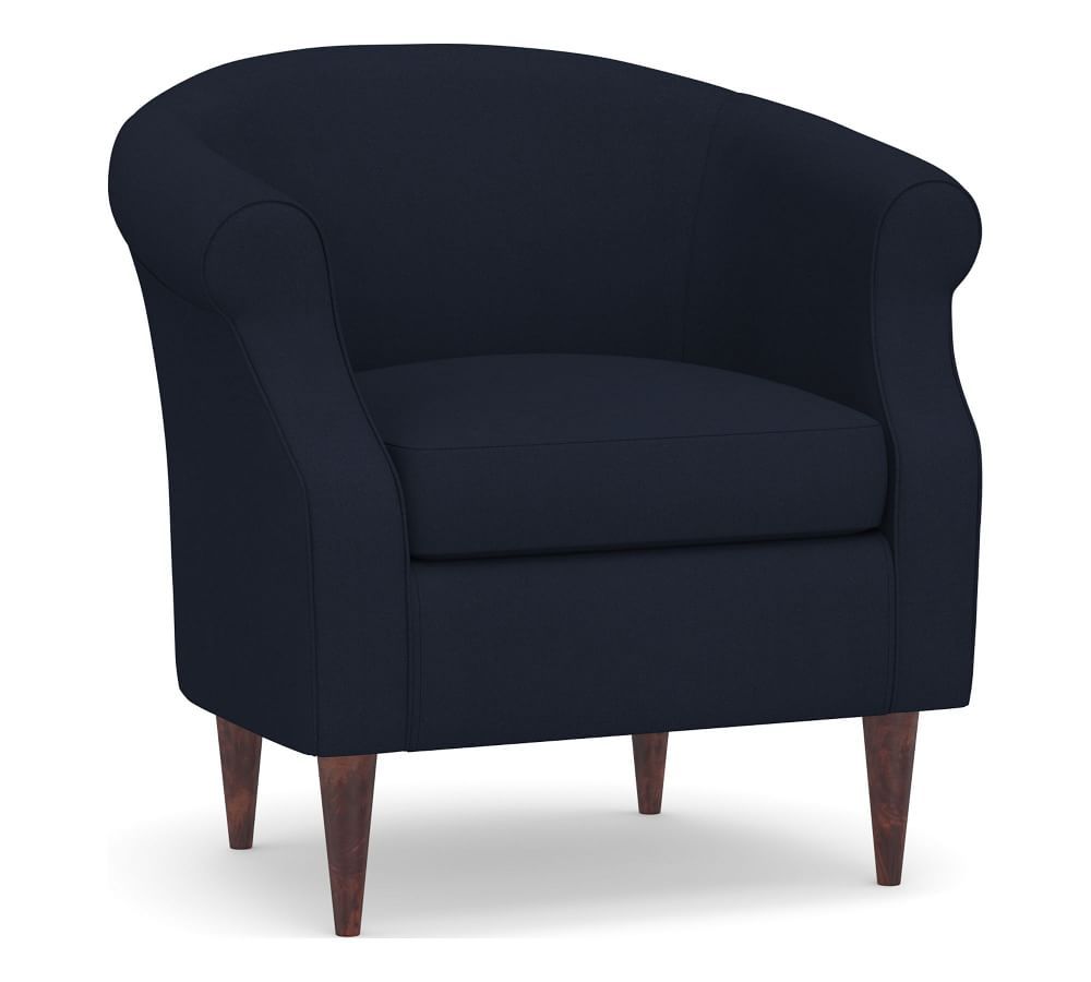 SoMa Lyndon Upholstered Armchair, Polyester Wrapped Cushions, Twill Cadet Navy | Pottery Barn (US)