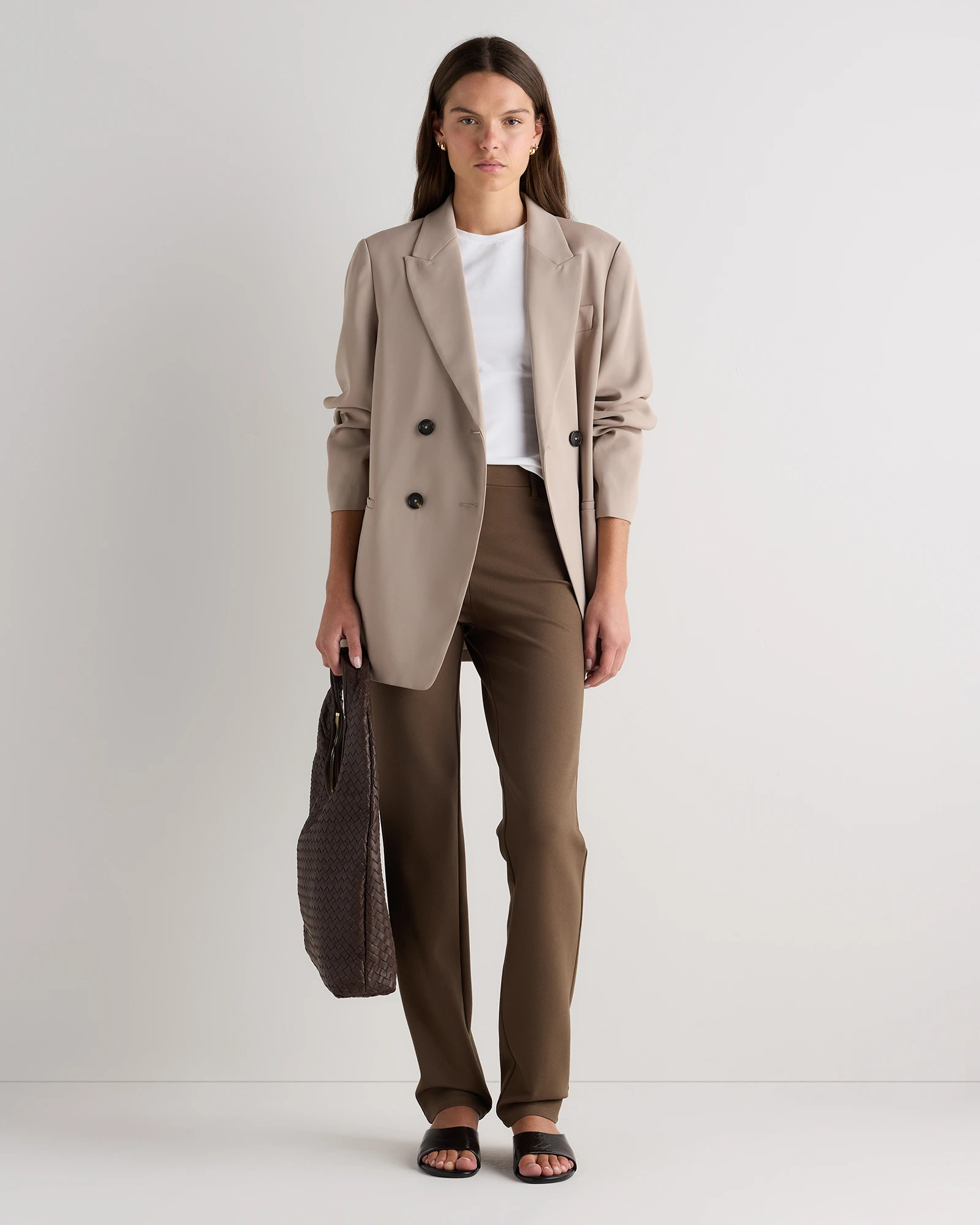 Ultra-Stretch Ponte Straight Leg Pants in Dark Baltic Brown | Quince